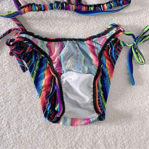 5/$25 Unitalla Colorful Striped String Bikini Swimwear Set XS - Picture 11 of 13